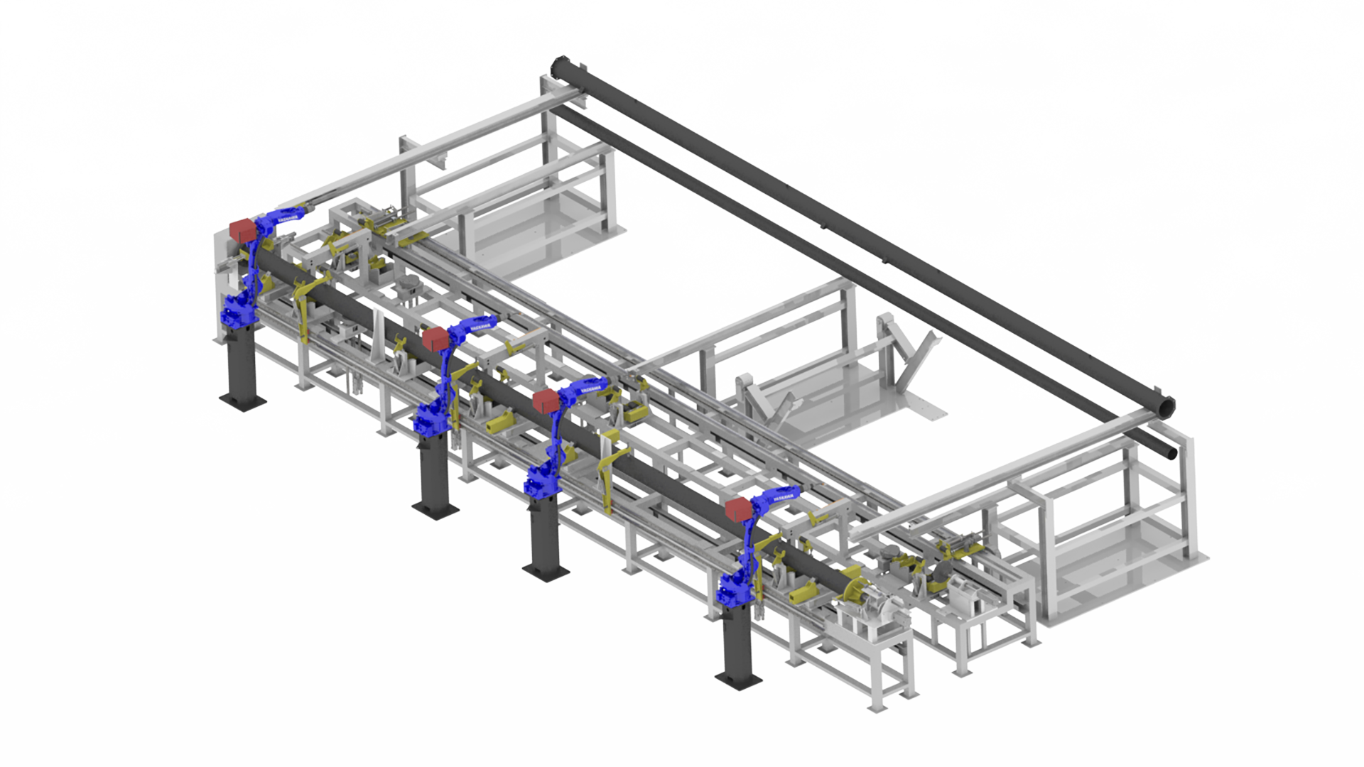 render-Yaskawa-soldadura Render 3D de cadena de soldadura robótica